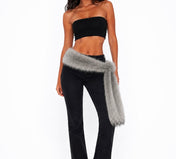 Gray Luxe Faux Fur Scarf