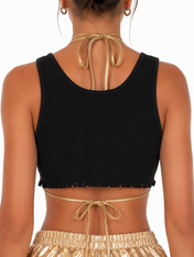 Black Raw crop tank