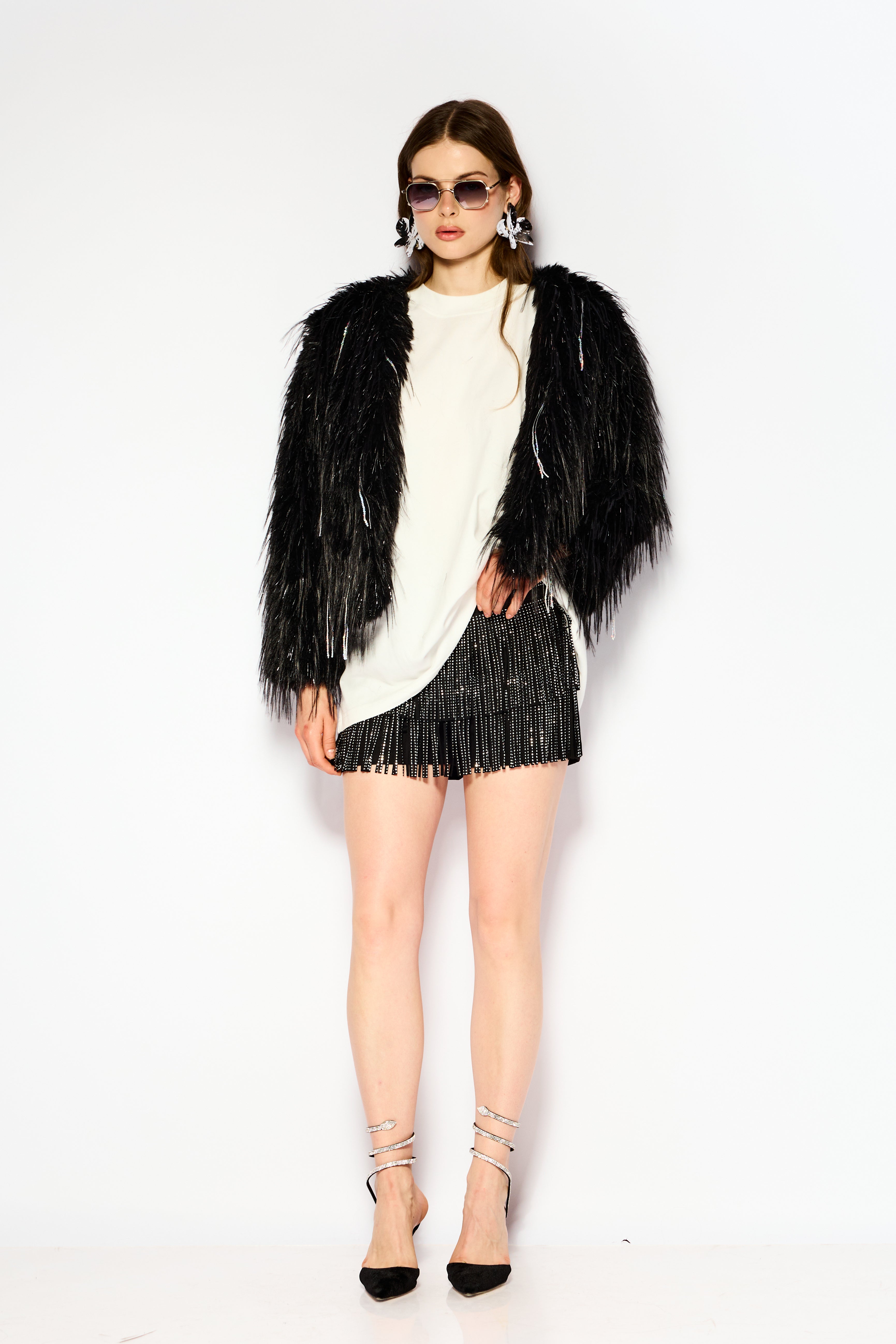 Raven fur coat
