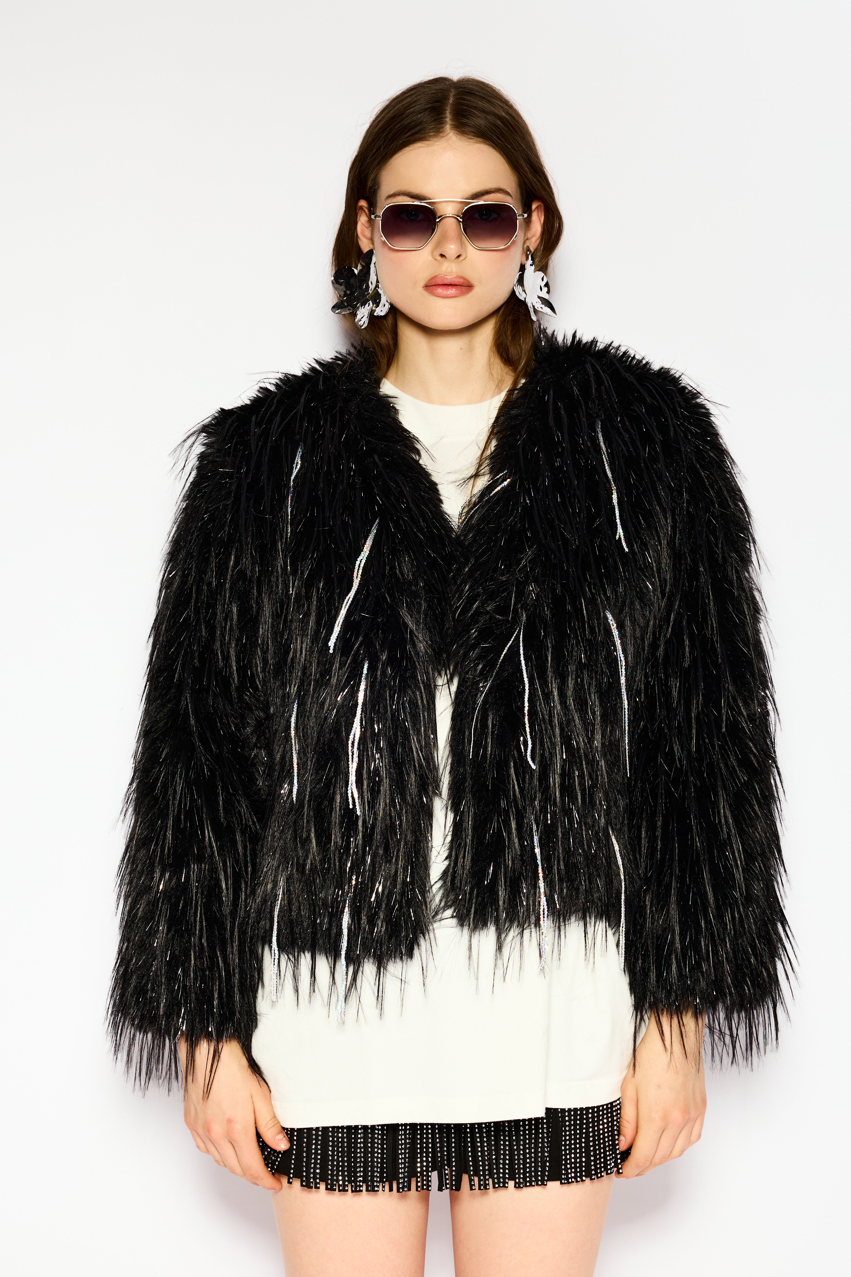 Raven fur coat