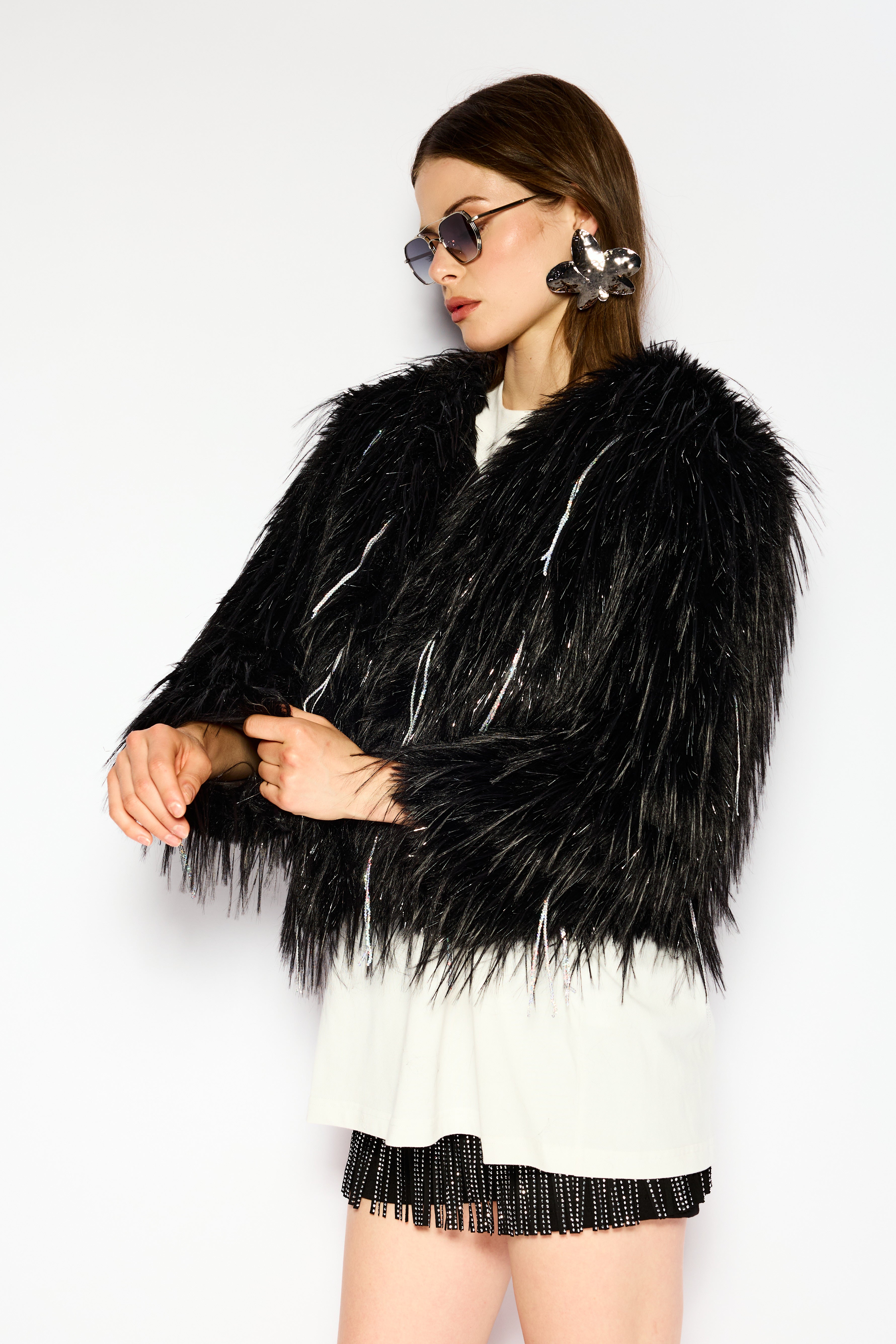 Raven fur coat