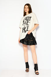 Leather puff skirt
