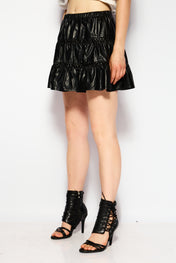 Leather puff skirt