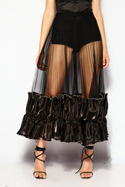 Mesh drama skirt