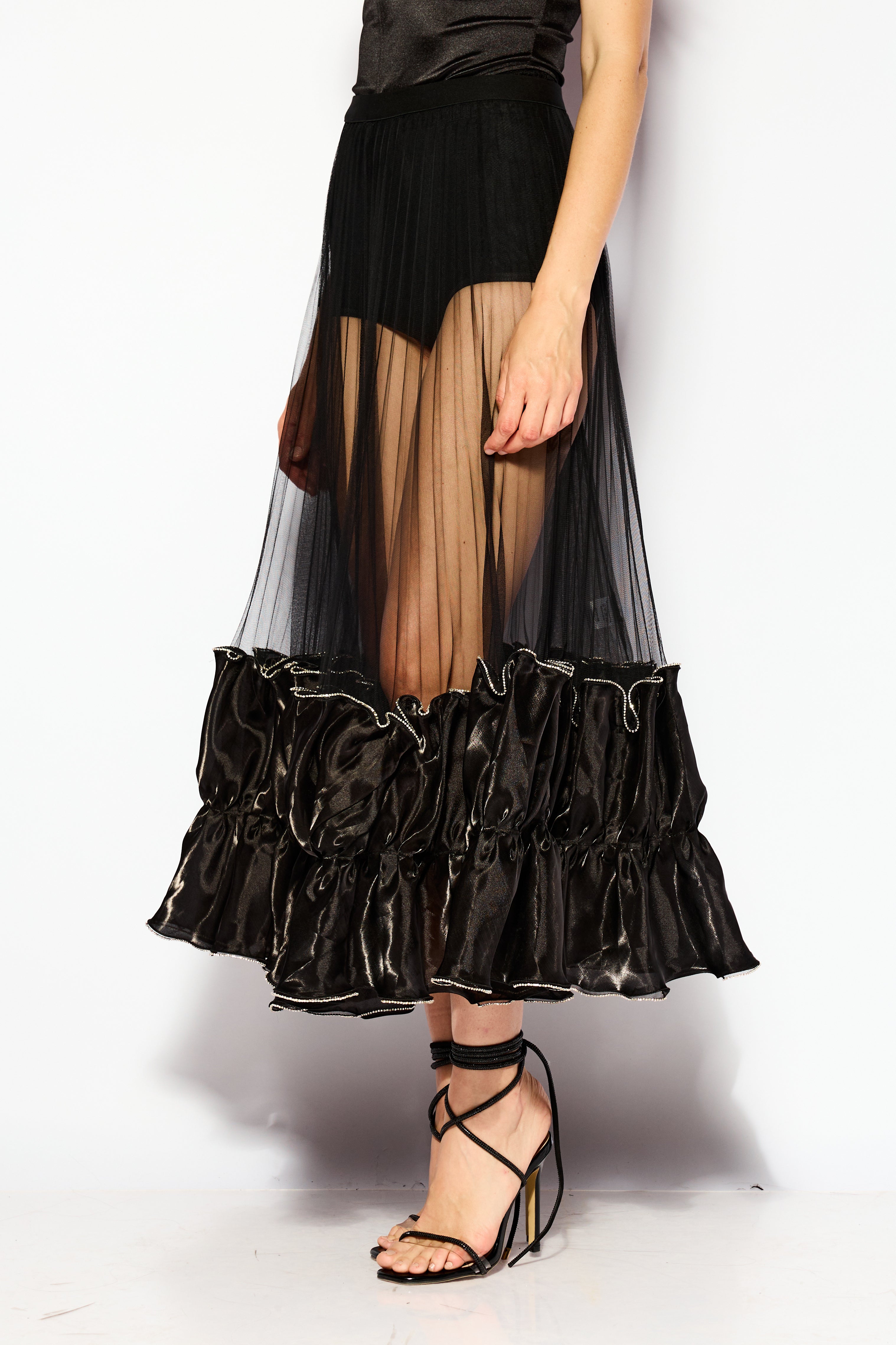 Mesh drama skirt