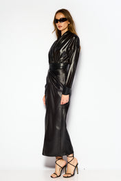 Drape leather bodysuit