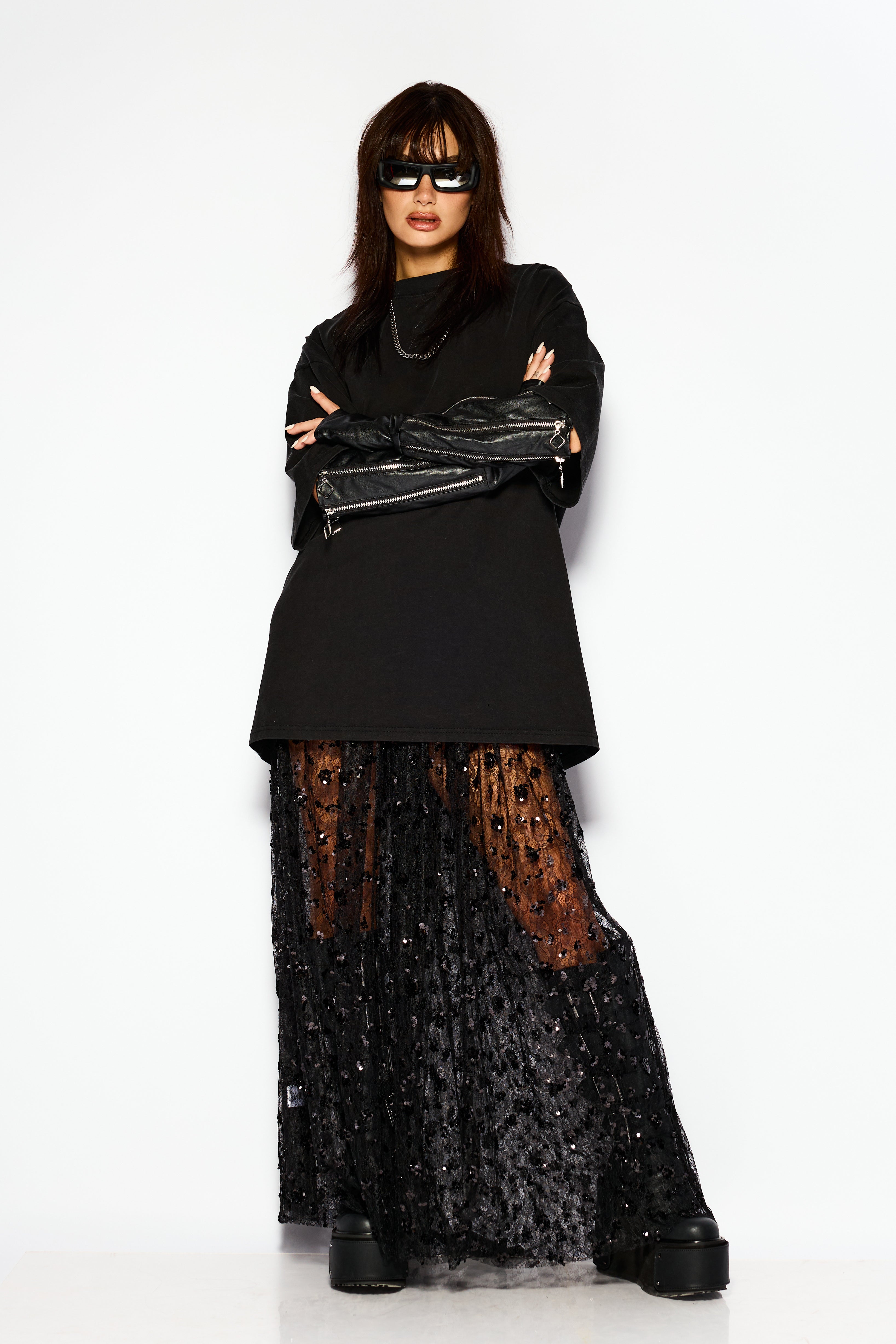 Sequin veil skirt