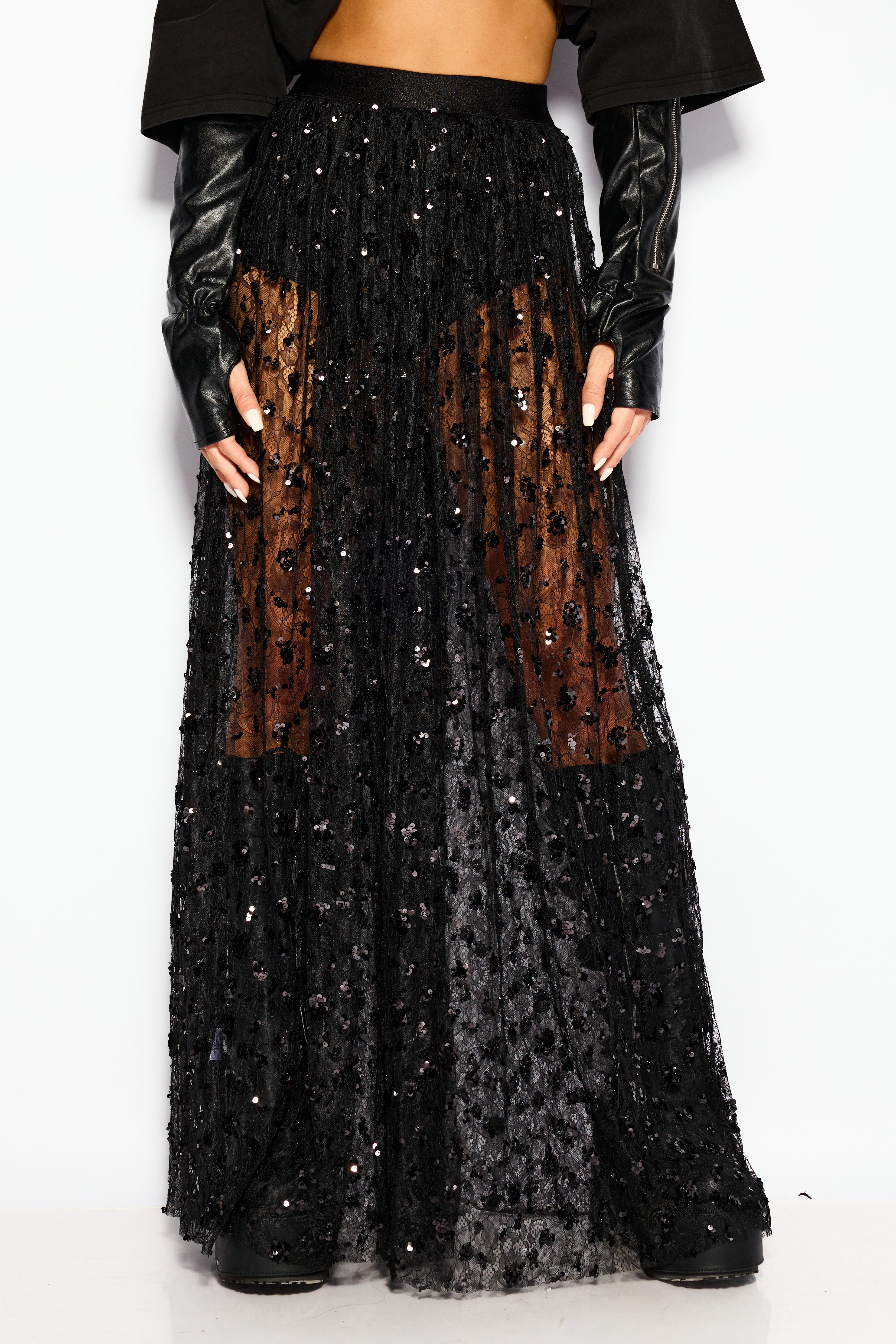 Sequin veil skirt