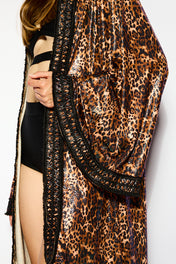 Bronze leopard kimono