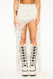 Layered fringe maxi skirt
