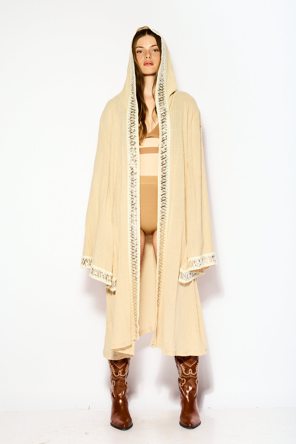 Beige Coven hood kimono