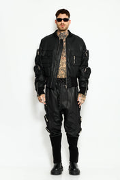 midnight leather bomber
