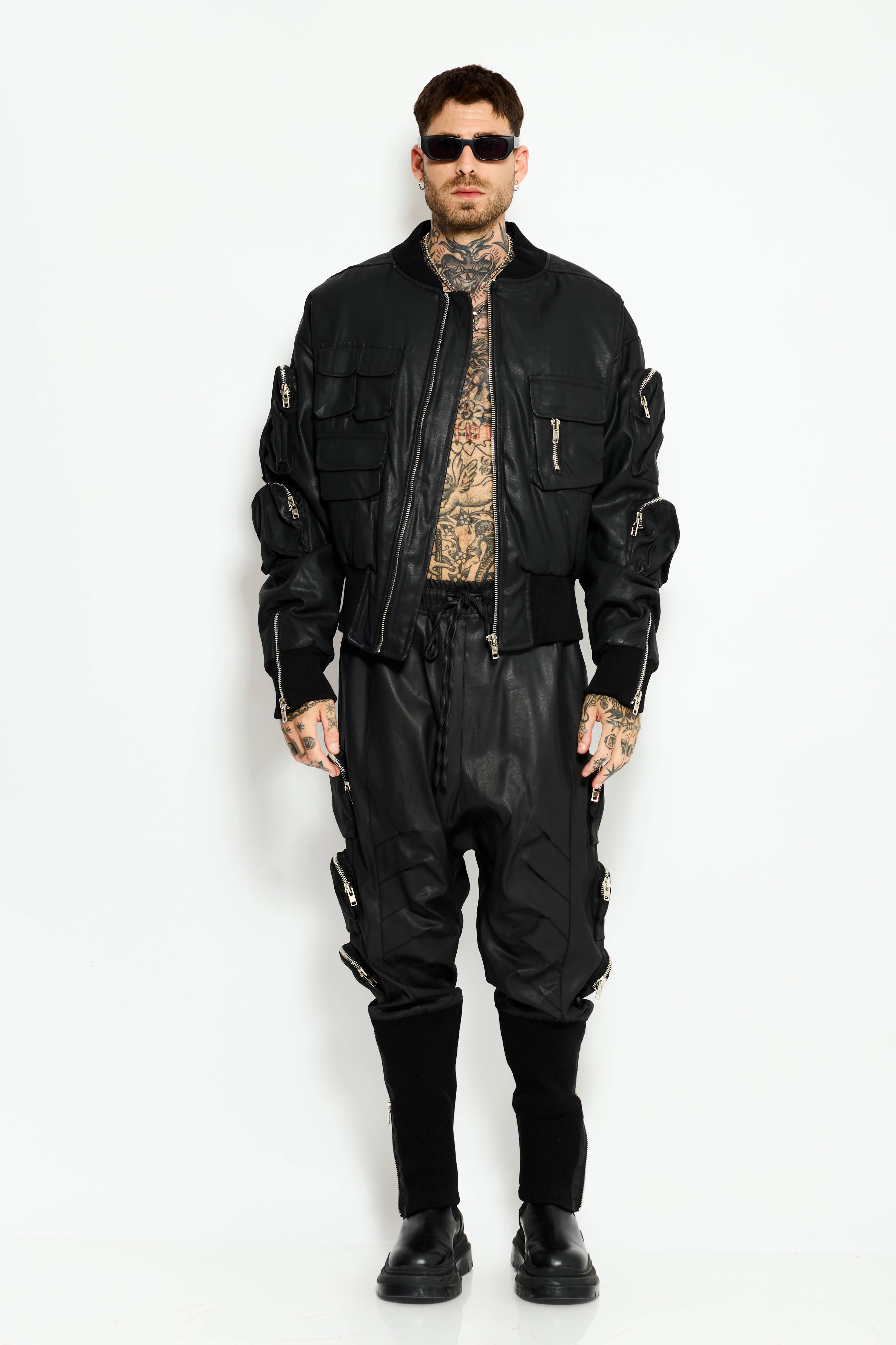 midnight leather bomber