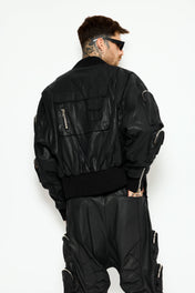 midnight leather bomber