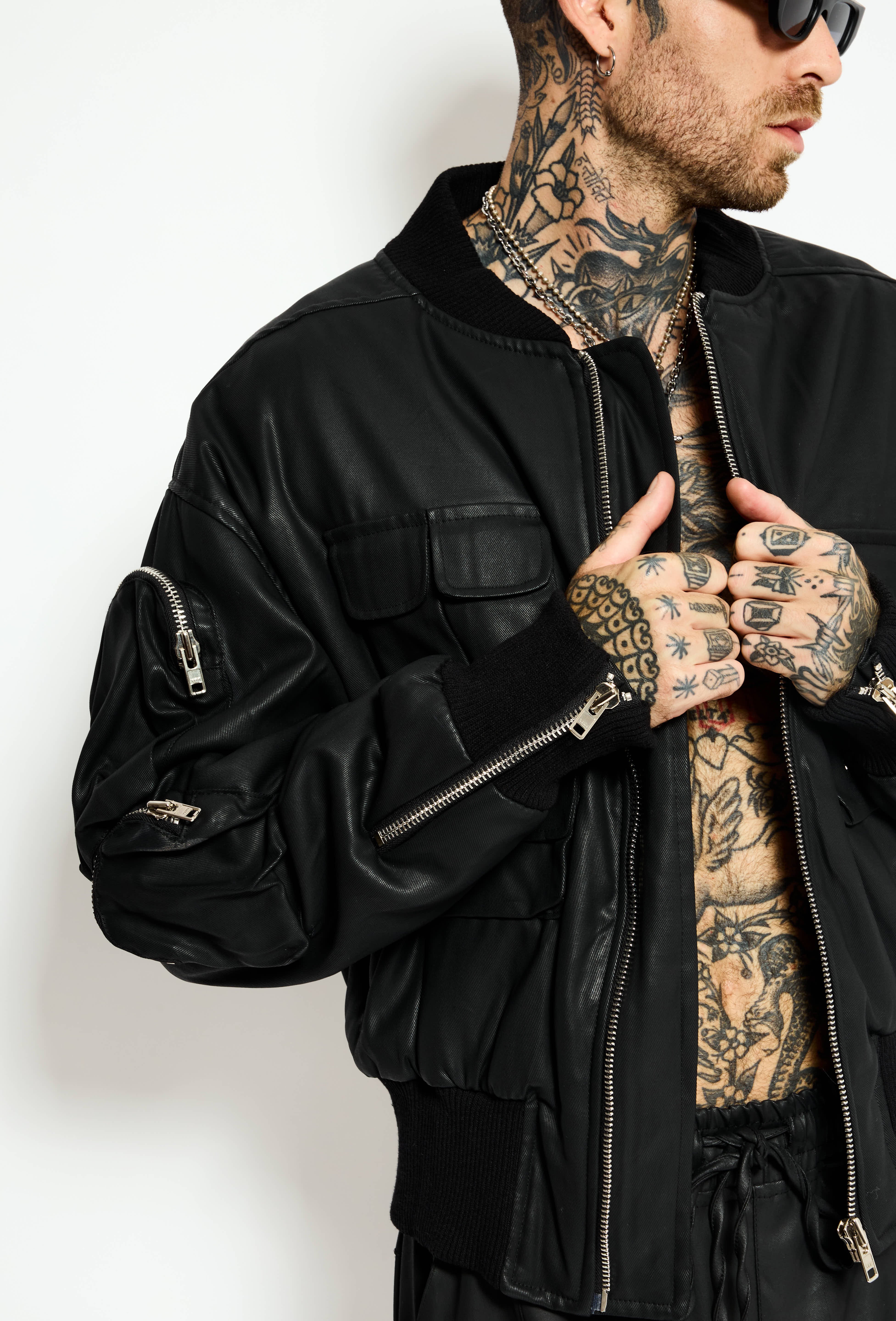 midnight leather bomber
