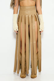 Camel High slit maxi skirt