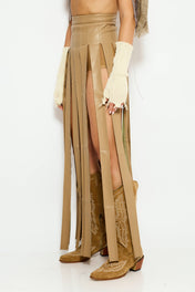 Camel High slit maxi skirt