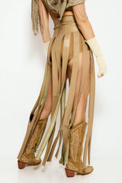 Camel High slit maxi skirt