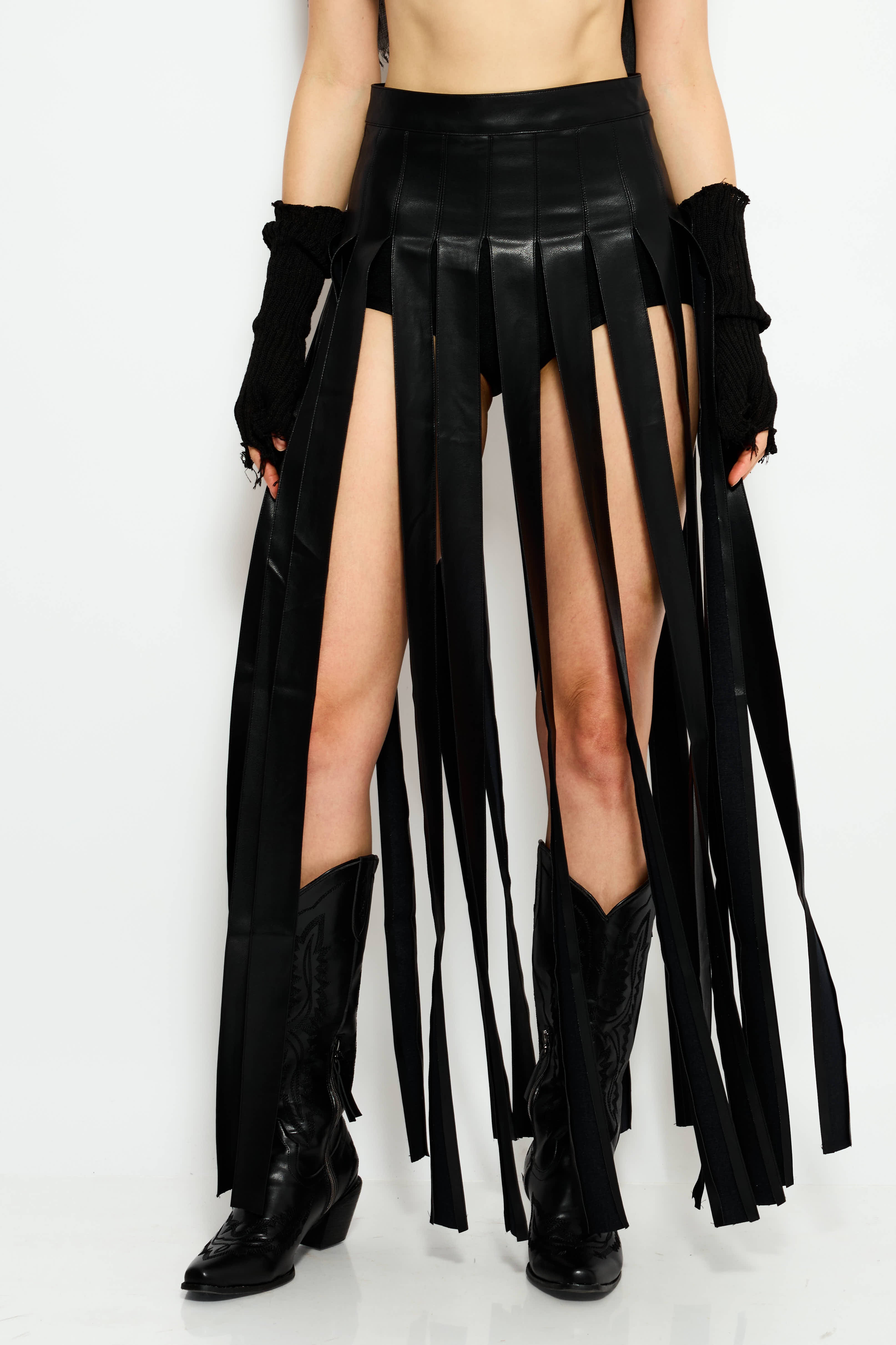 Black High slit maxi skirt