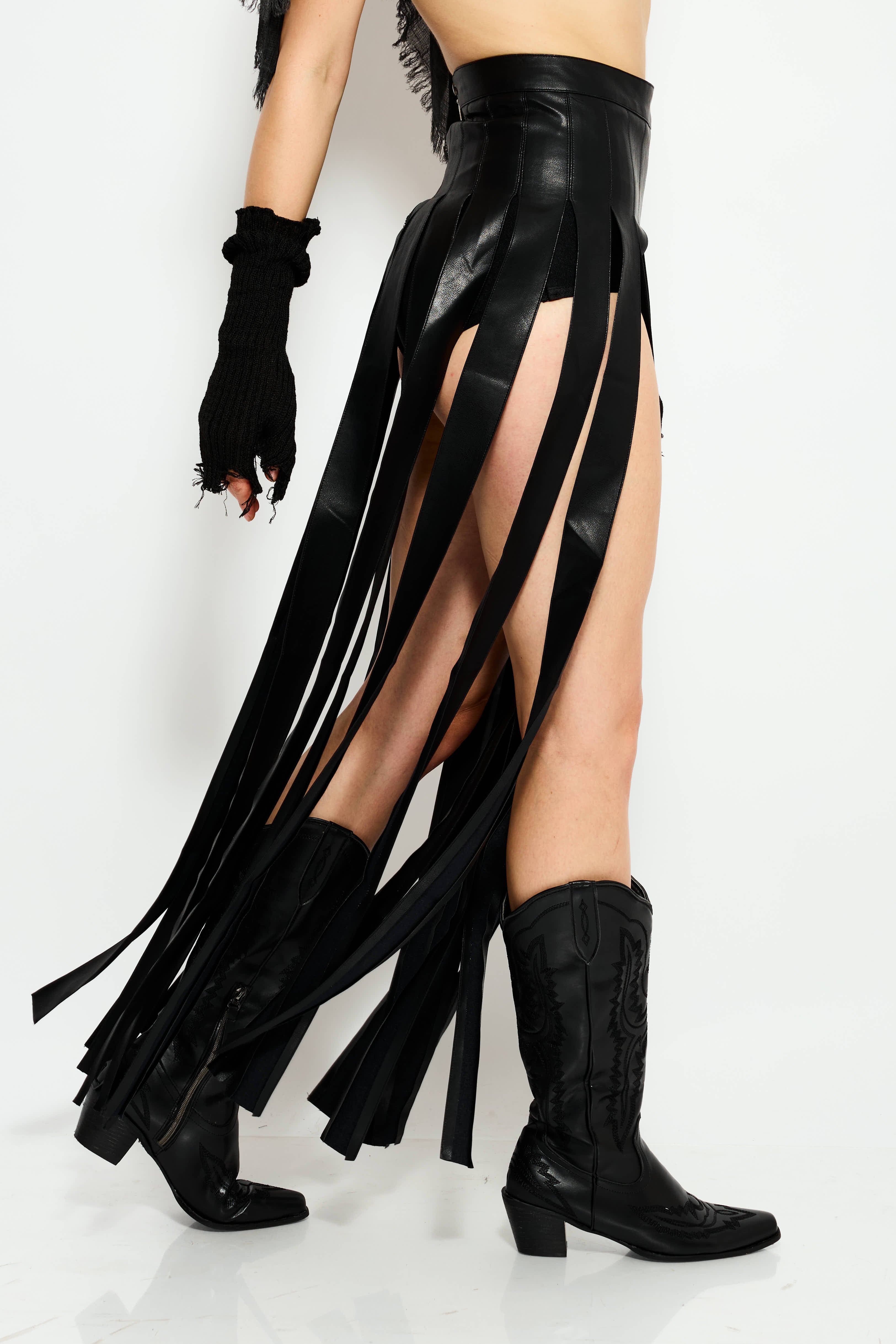 Black High slit maxi skirt
