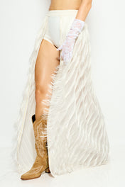 Cream cut out maxi skirt