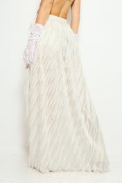 Cream cut out maxi skirt