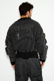 Shadow denim bomber