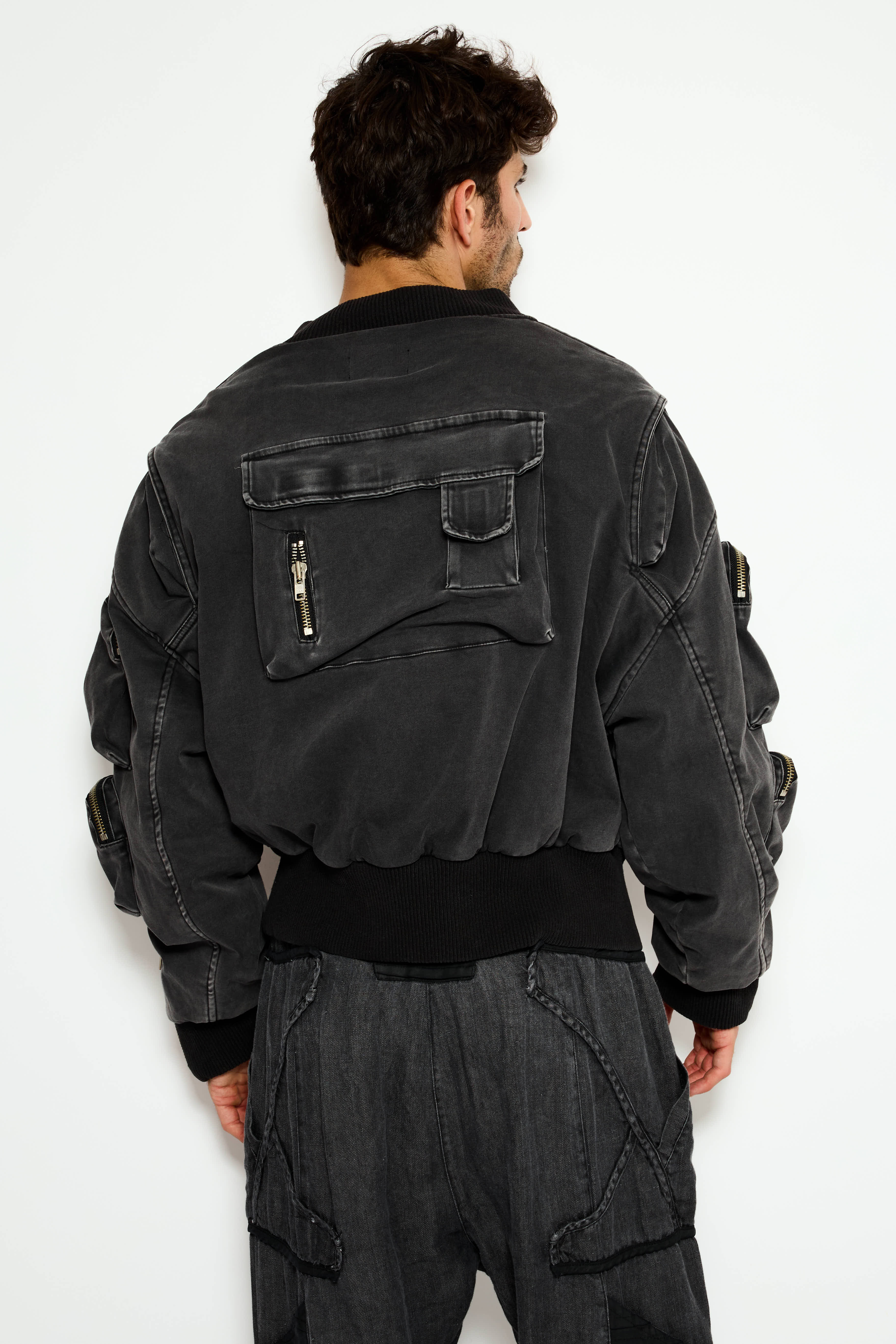 Shadow denim bomber