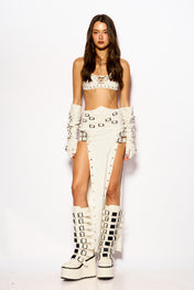 White Buckle midi skirt