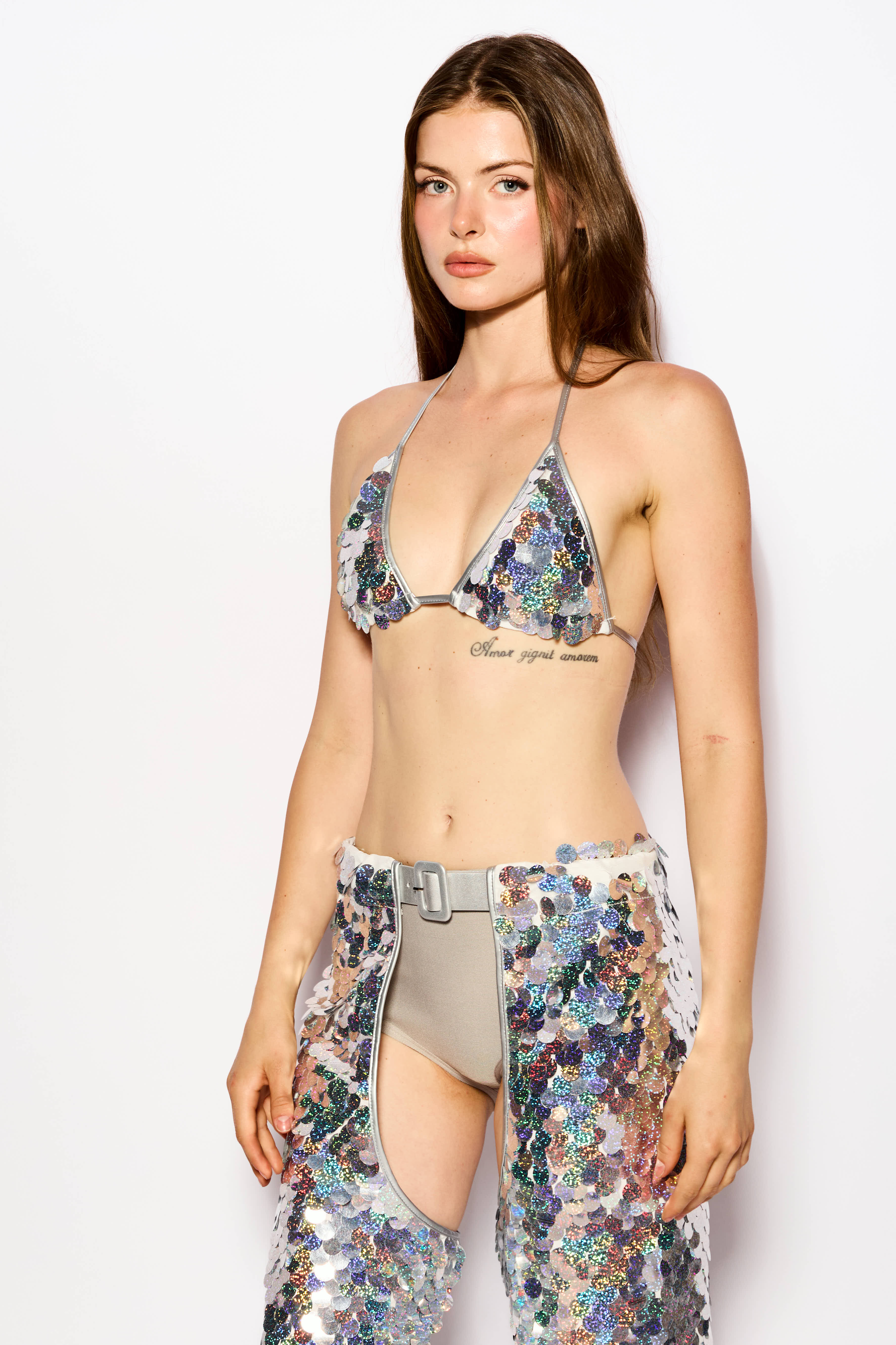 Holographic Disco rain triangle top