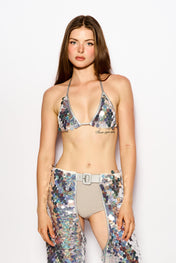 Holographic Disco rain triangle top