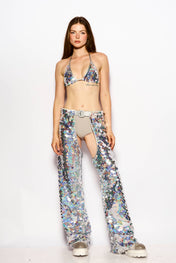 Holographic Disco rain triangle top