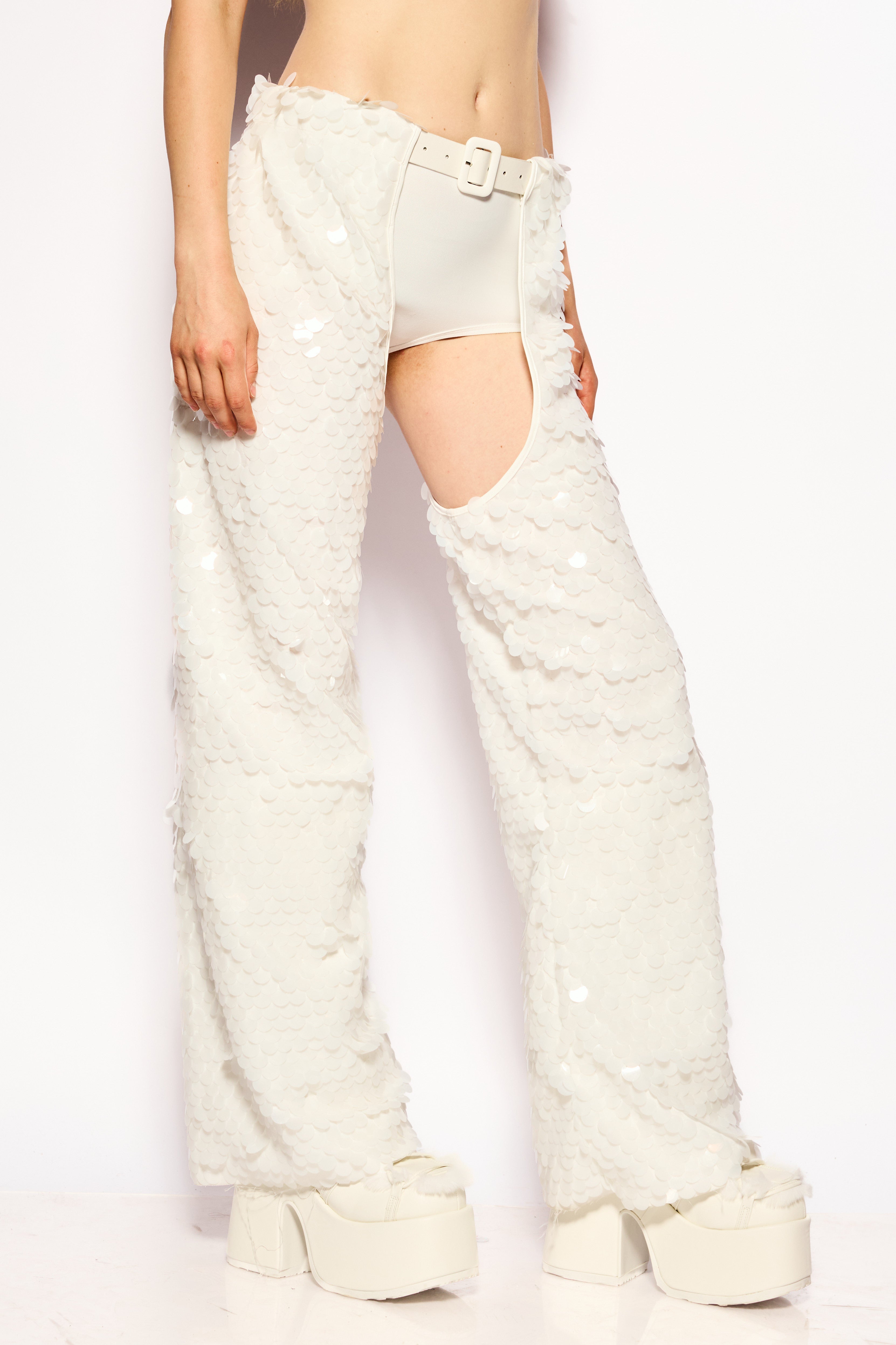 White Disco rain pants