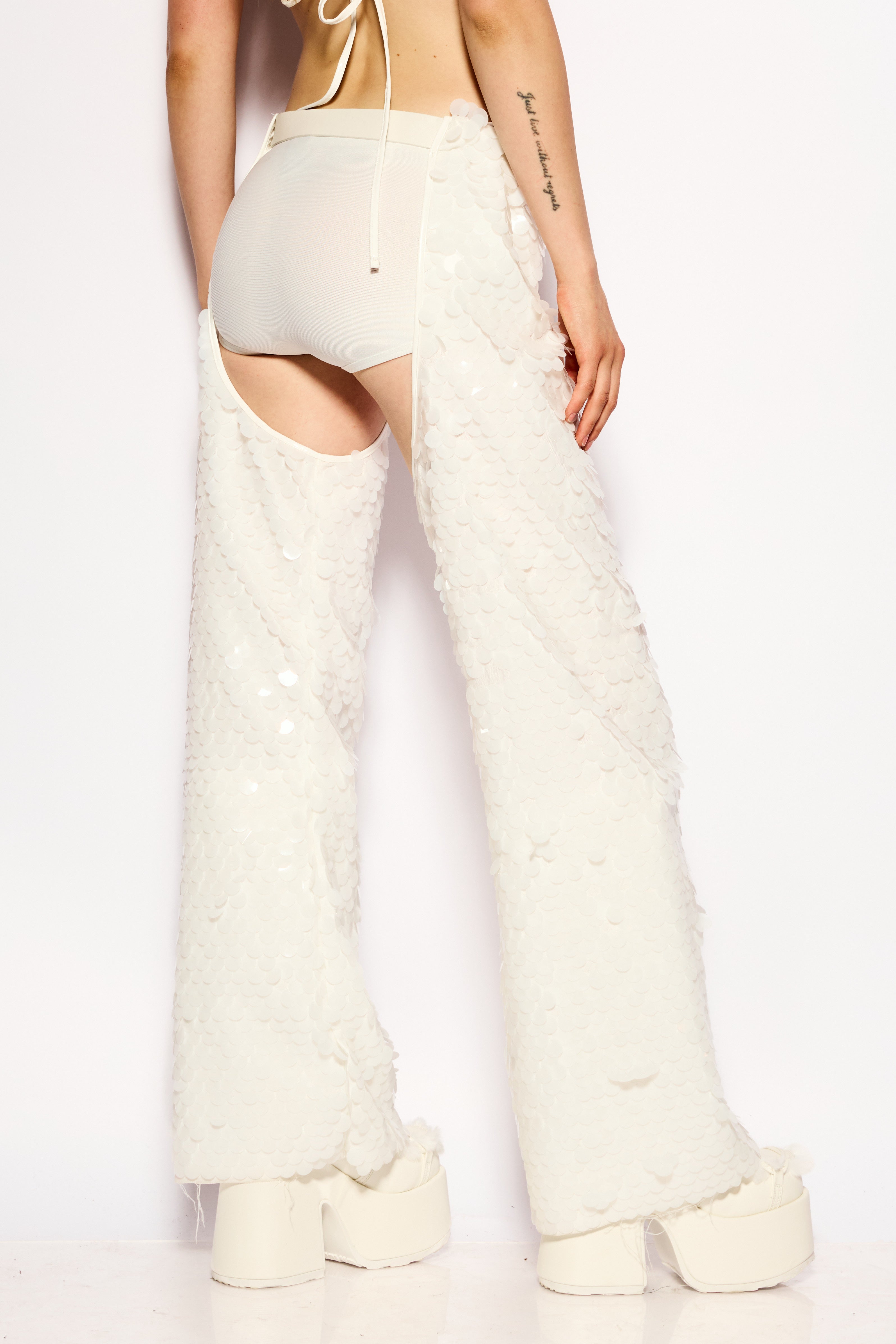 White Disco rain pants