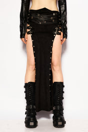 Black Buckle midi skirt