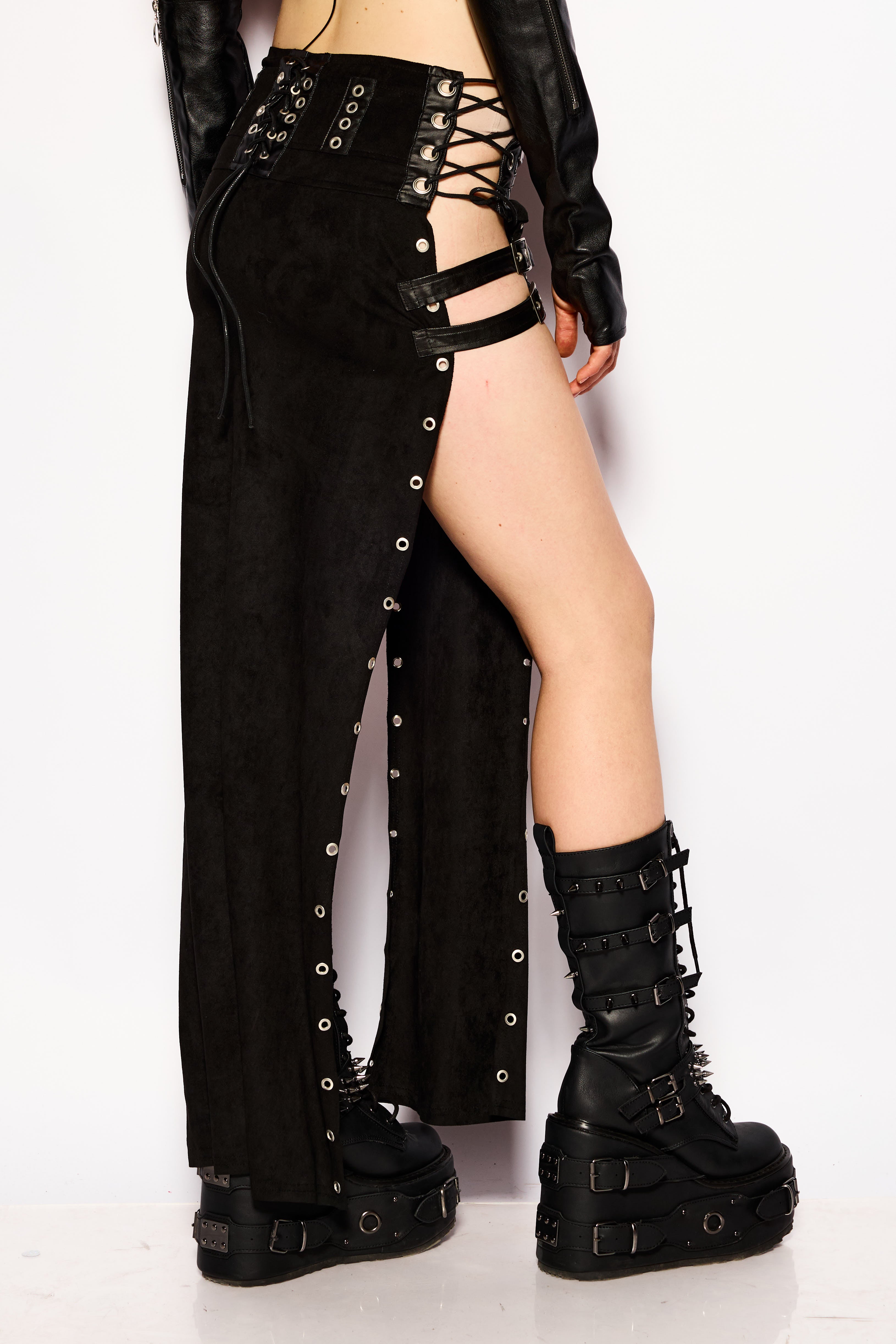 Black Buckle midi skirt