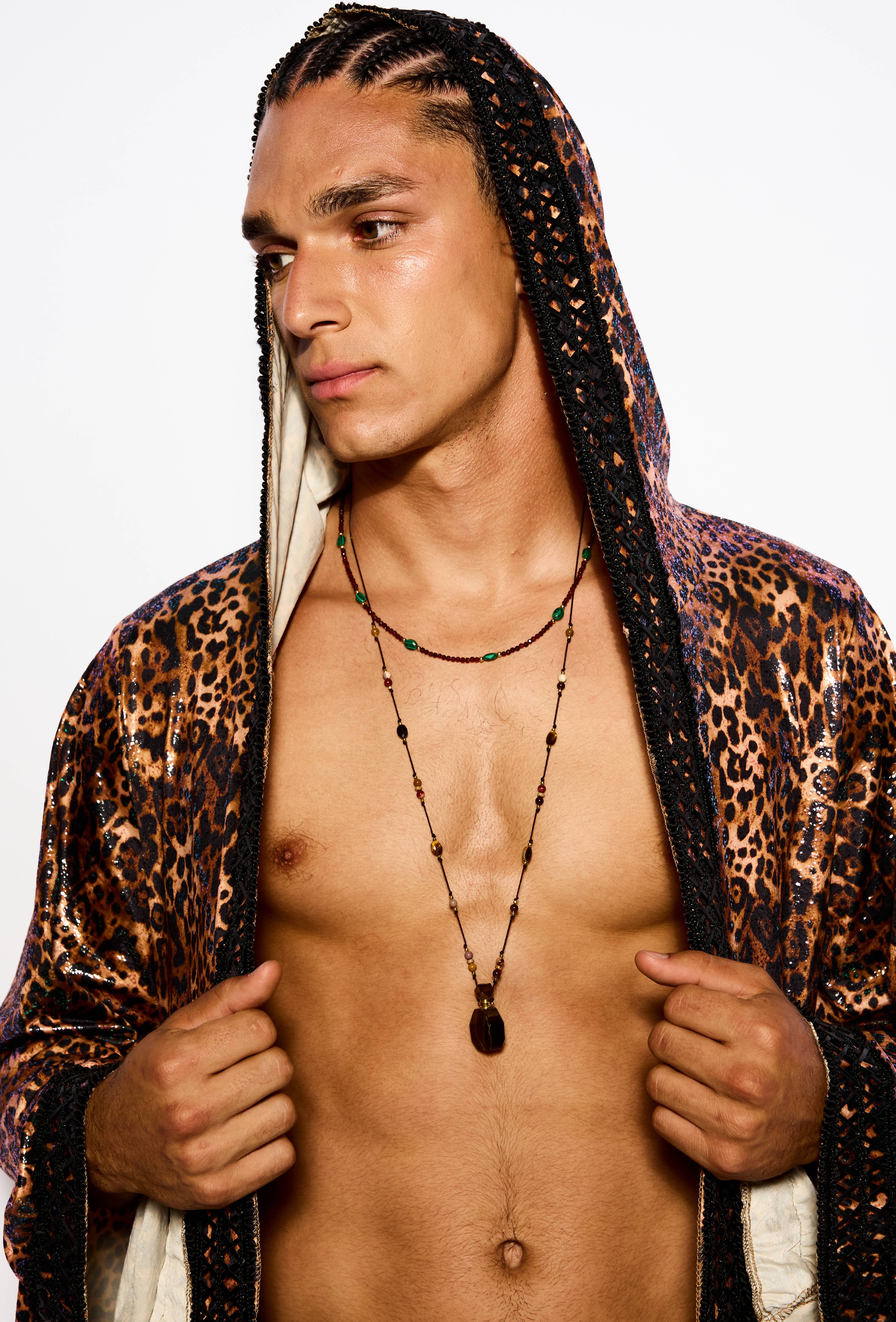 Bronze leopard kimono