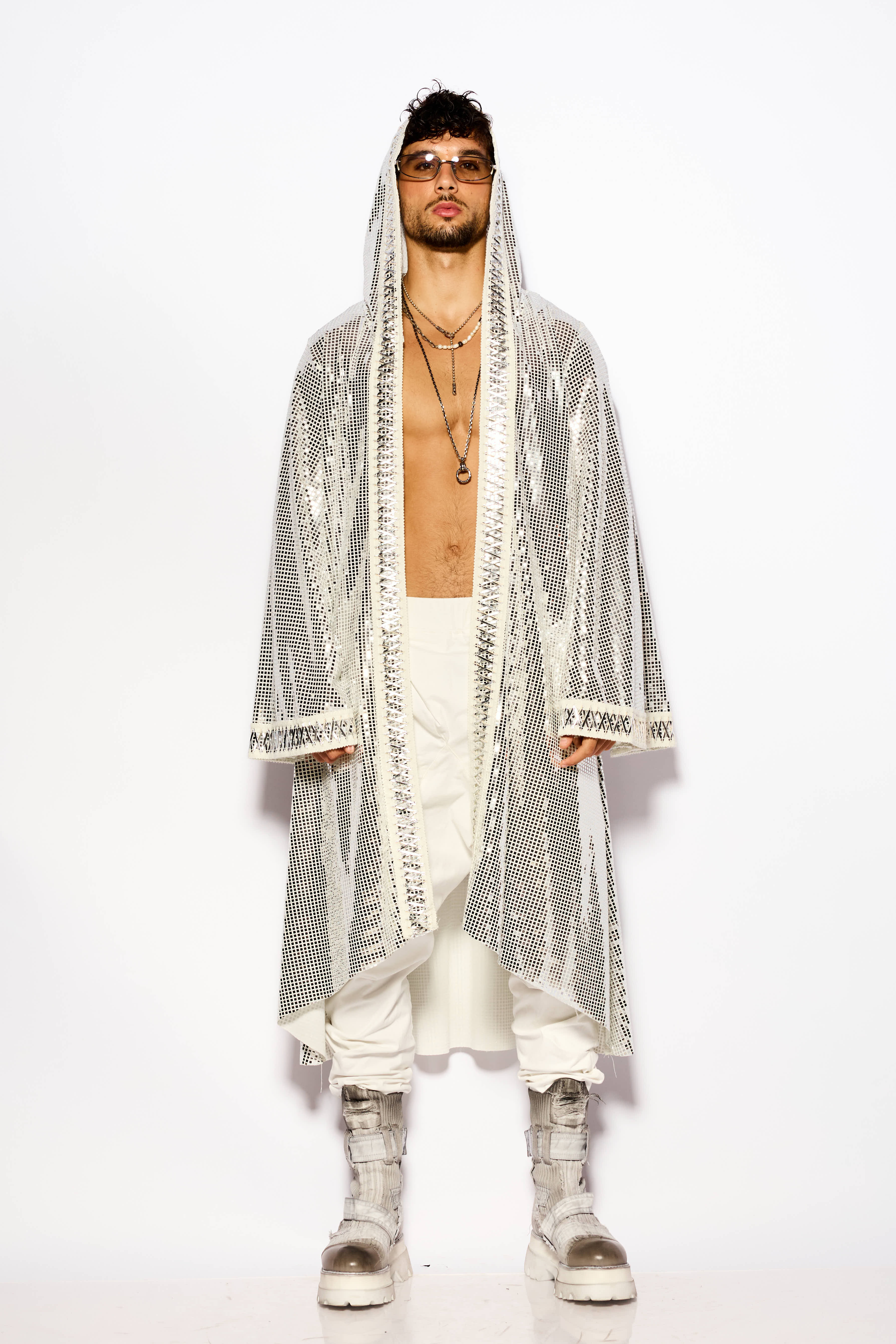 Silver Liquid shadow kimono