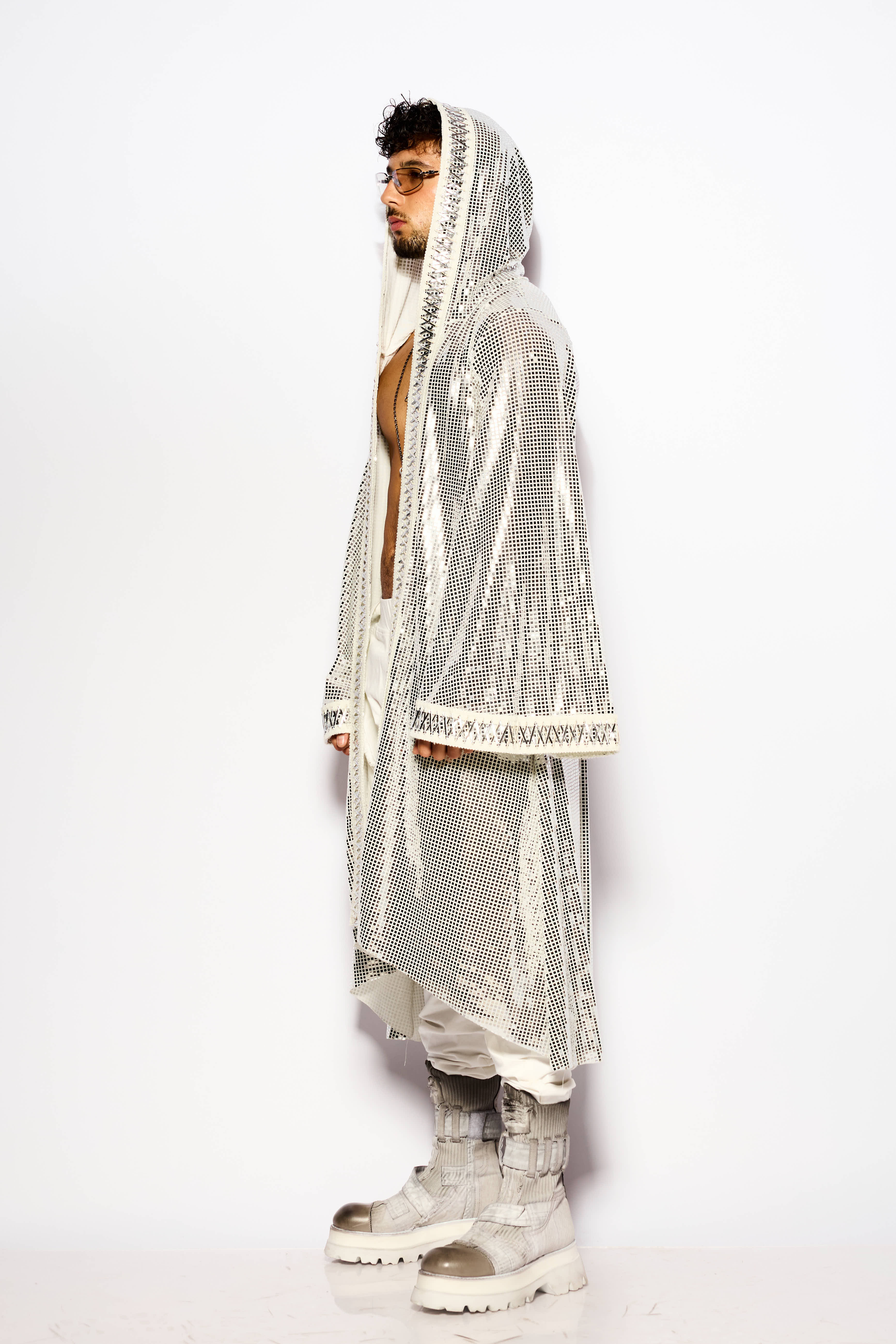 Silver Liquid shadow kimono