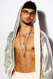 Silver Liquid shadow kimono