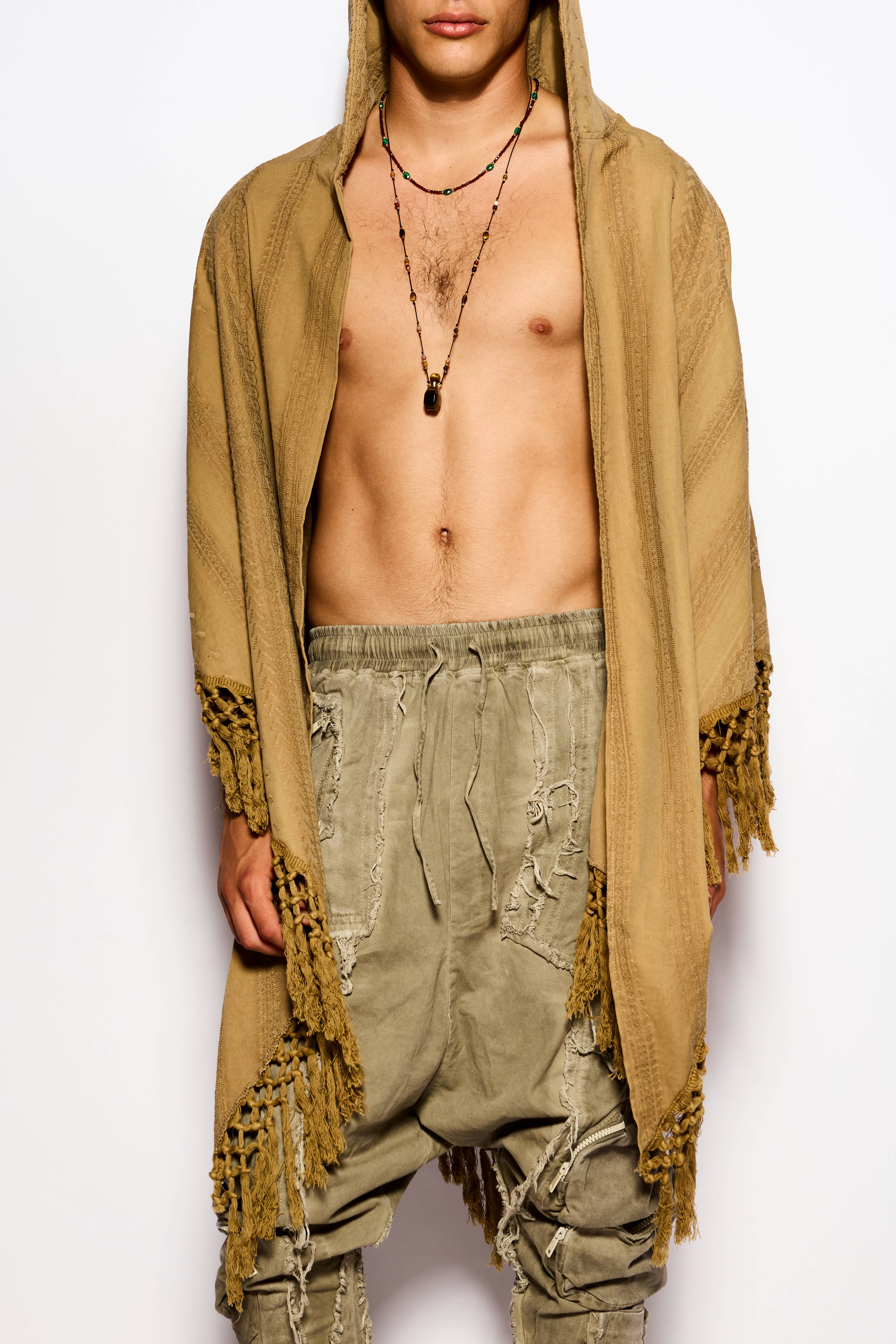 Beige Draped kimono