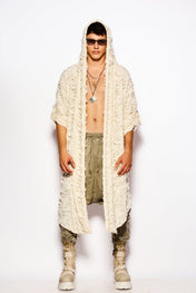 Raw edge kimono