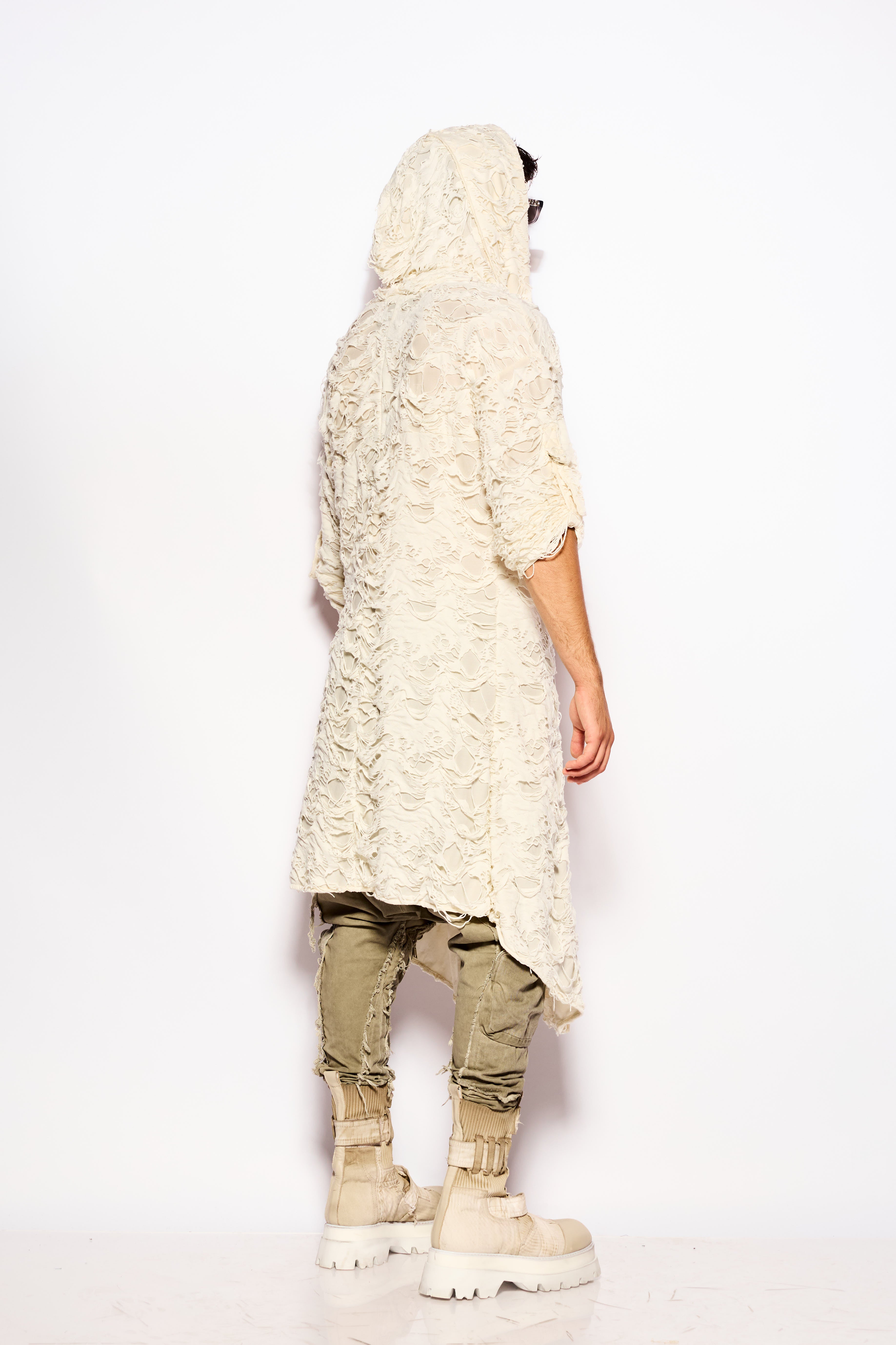 Raw edge kimono