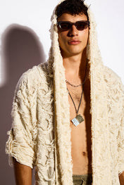 Raw edge kimono