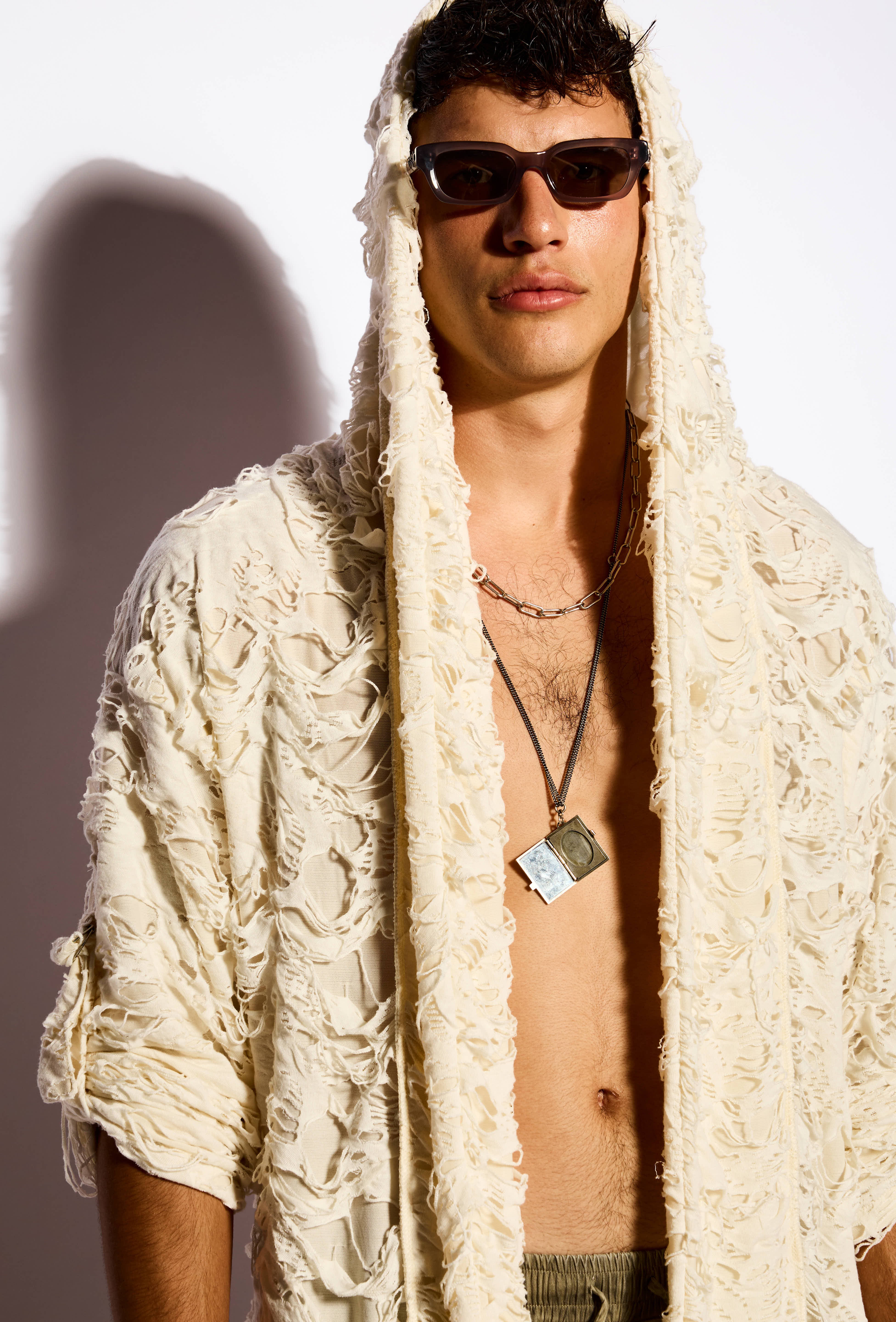Raw edge kimono