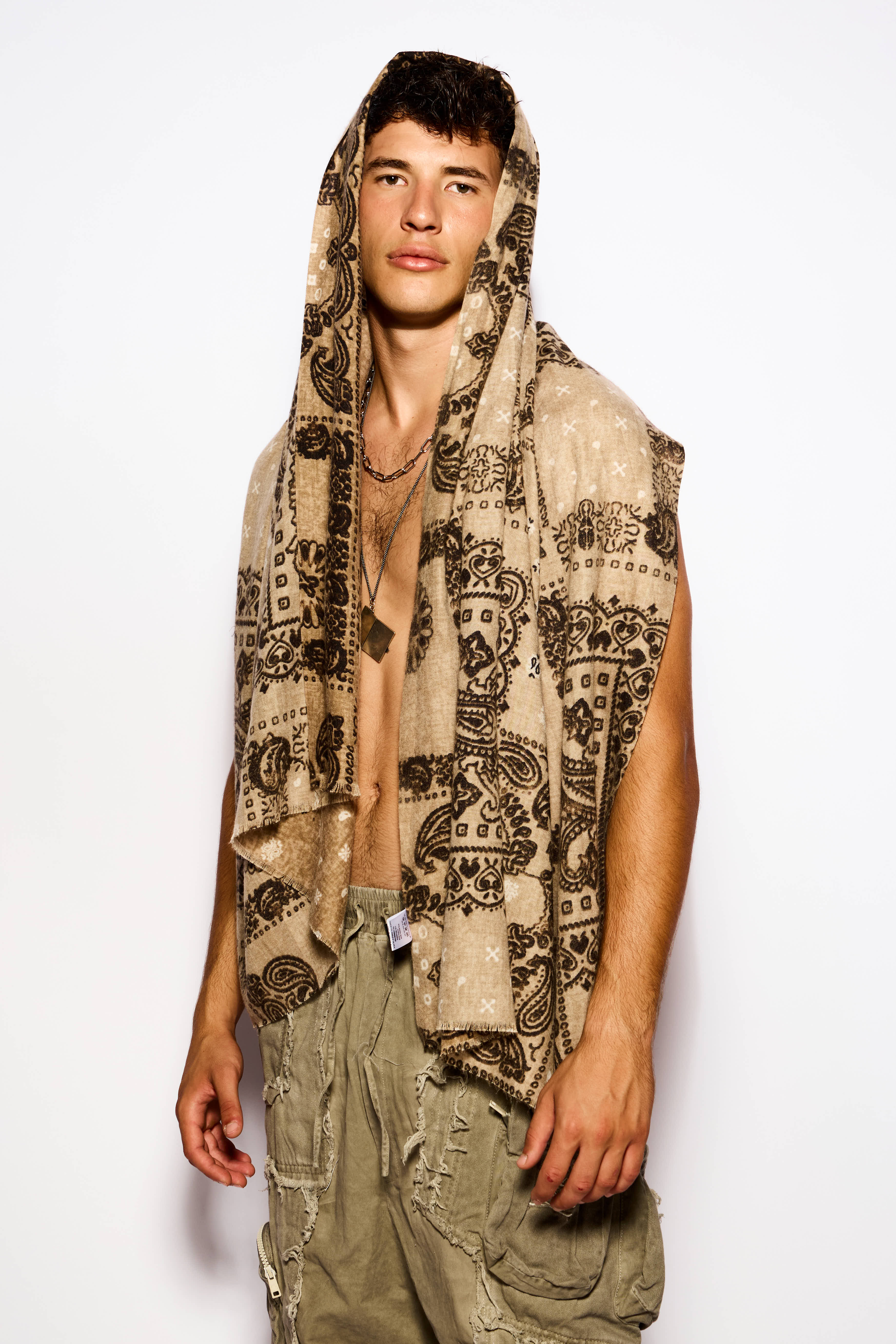 Brown Patterned Scarf