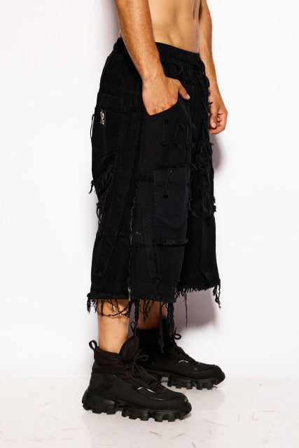 Black Apocalypse denim bermuda