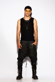 Black Minimal Rib Tank