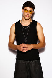 Black Minimal Rib Tank