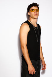 Black Minimal Rib Tank